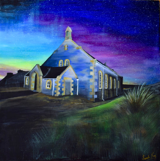 The Bigton Church Of Scotland, Aurora Borealis Shetland Print